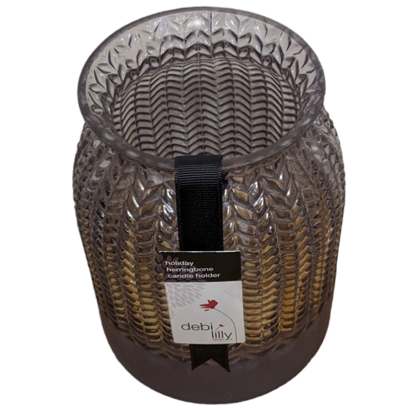 Debi Lilly Smokey Gray Heavyweight Holiday Herringbone Candle Holder Vase - Picture 3 of 9